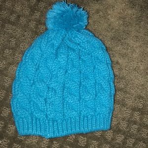 blue knit beanie